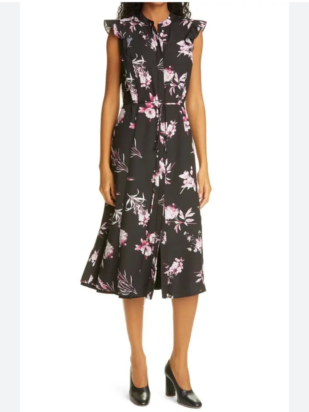 JUDITH & CHARLES Operetta Floral Print Dress Black Pink